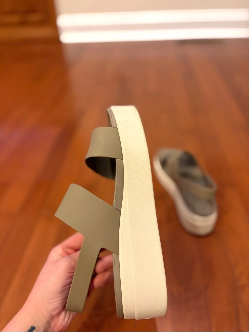 CROCS | Brooklyn Low Wedge Sandals- Khaki Bone